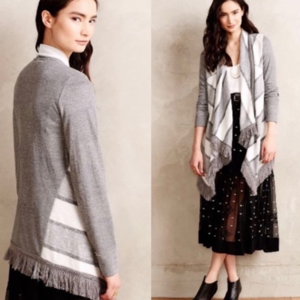Anthro Saturday Sunday elise gray stripe sweater M